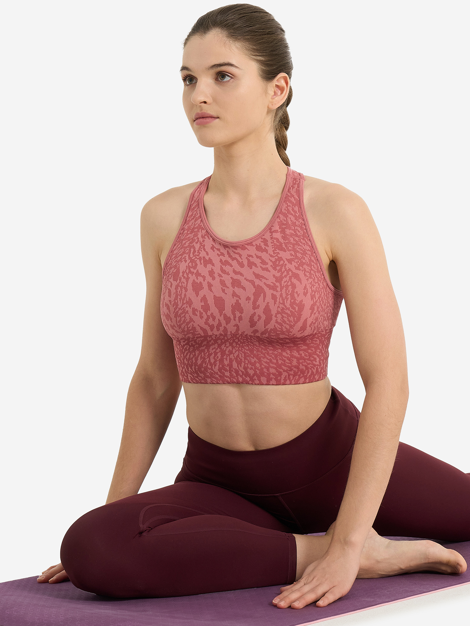 

Топ бра спортивный HighFlow Yoga Seamless Longline, Розовый