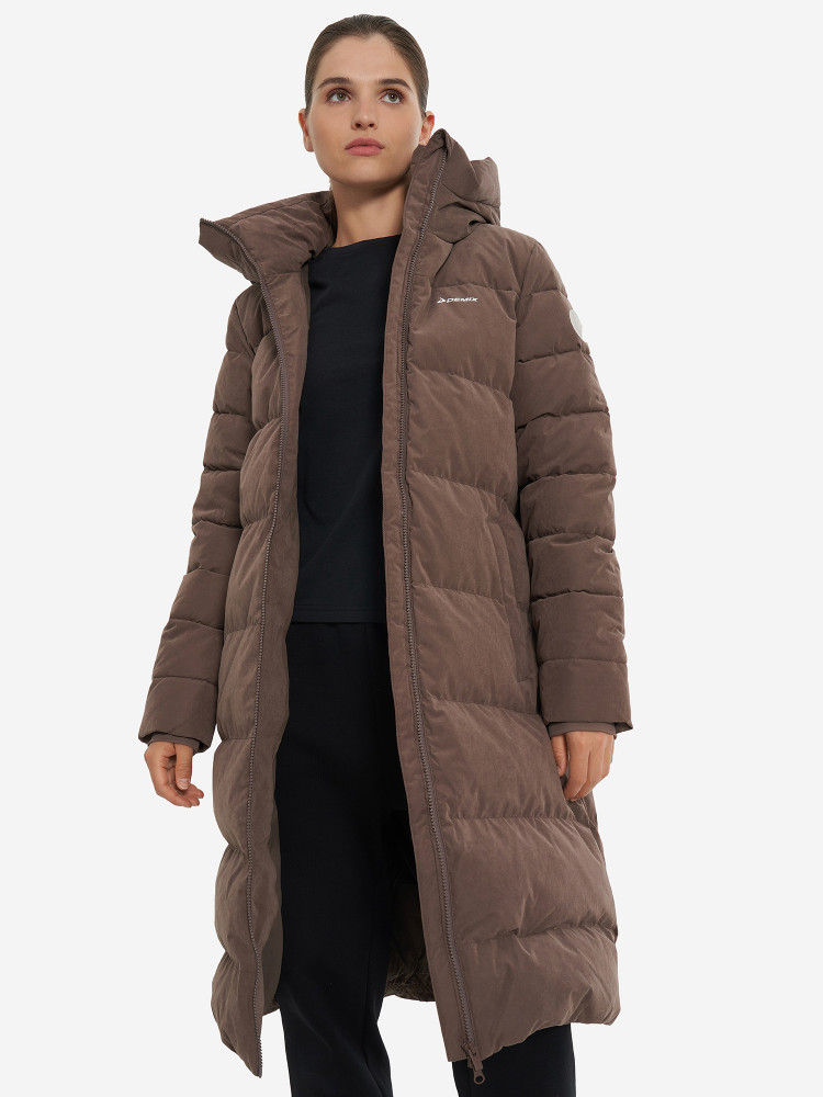 Пуховик женский темно-коричневый цвет — купить за 6999 руб в
